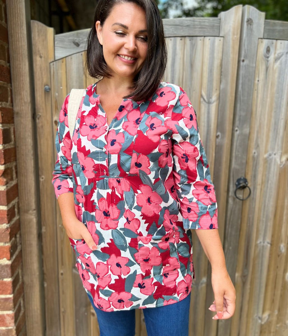 Ex Seasalt Pink Bloom Aventurier Cotton Tunic