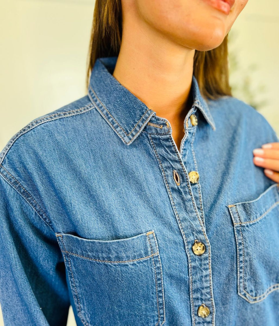 Mid Wash Denim Shirt