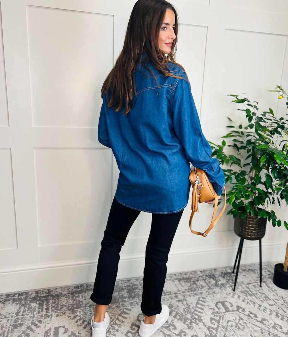 Dark Blue Lightweight Denim Shirt