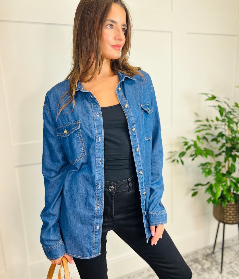 Dark Blue Lightweight Denim Shirt