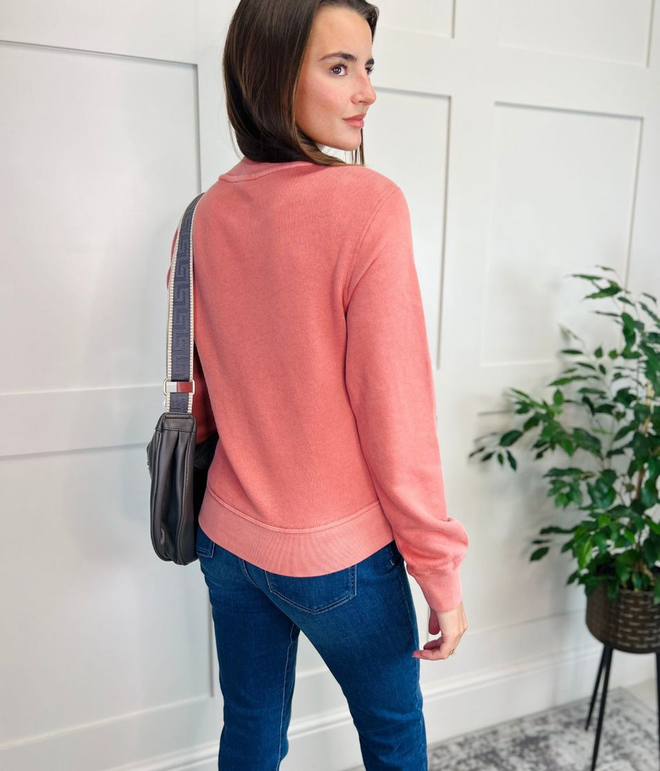 Salmon Pink Round Neck Sweatshirt