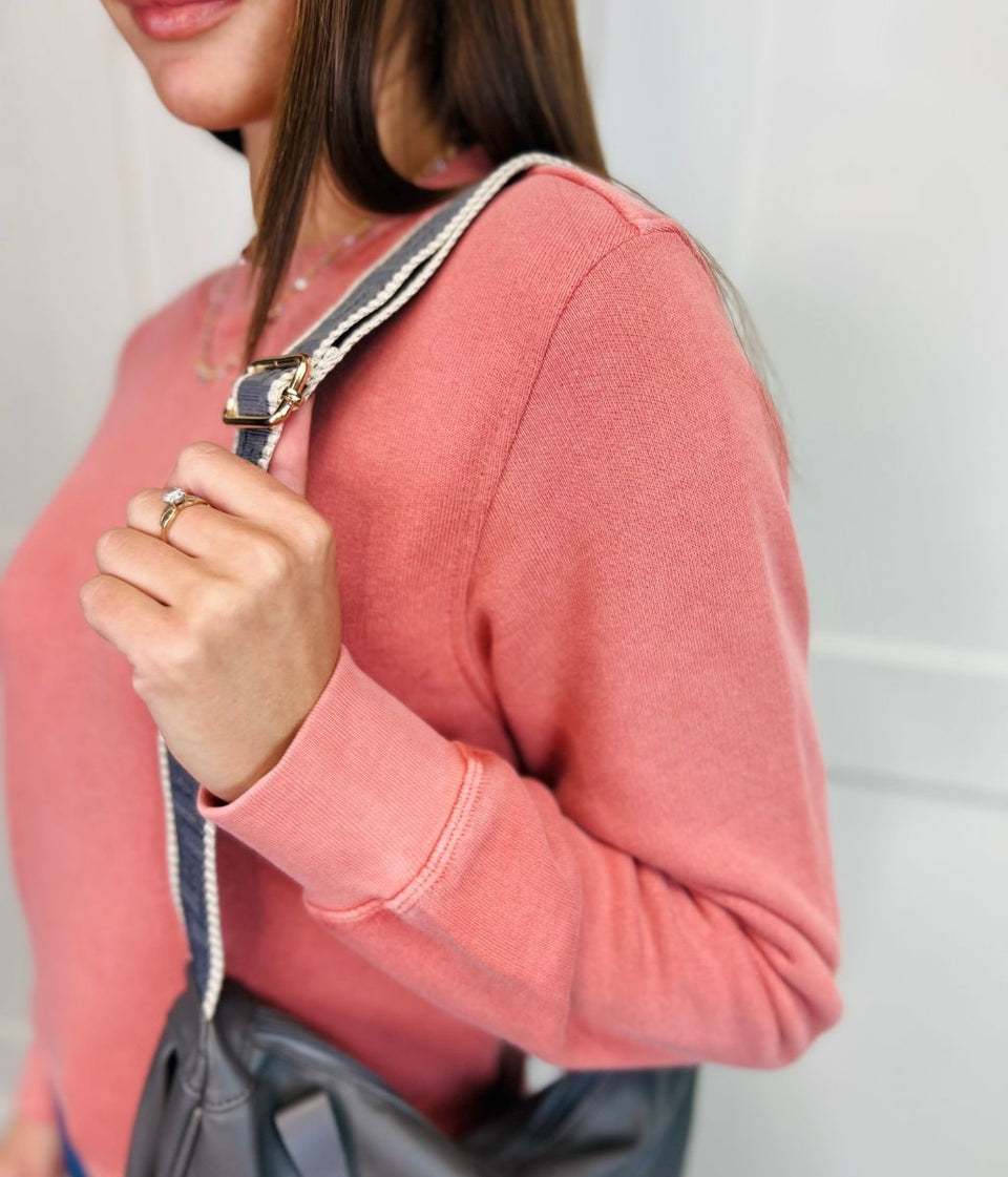 Salmon Pink Round Neck Sweatshirt