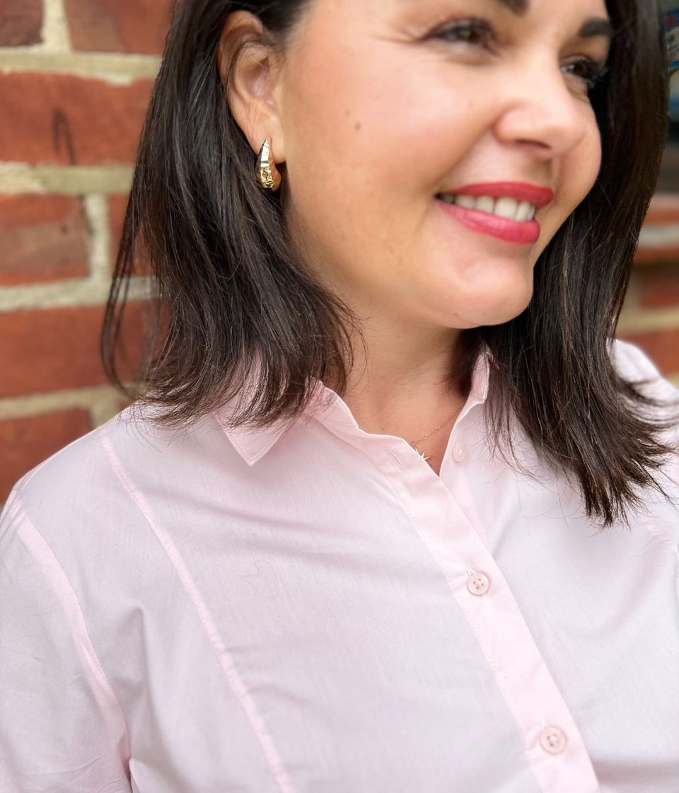 Powder Pink Cotton Rich Fitted Shirt