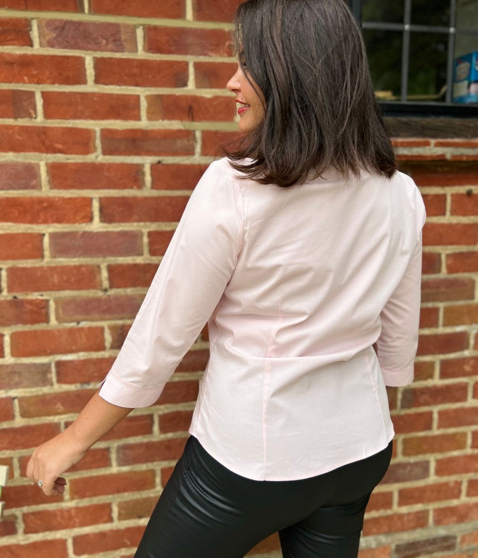 Pale Pink Cotton Rich Fitted Shirt