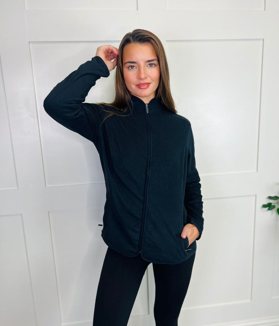 Black Funnel Neck Activewear Fleece