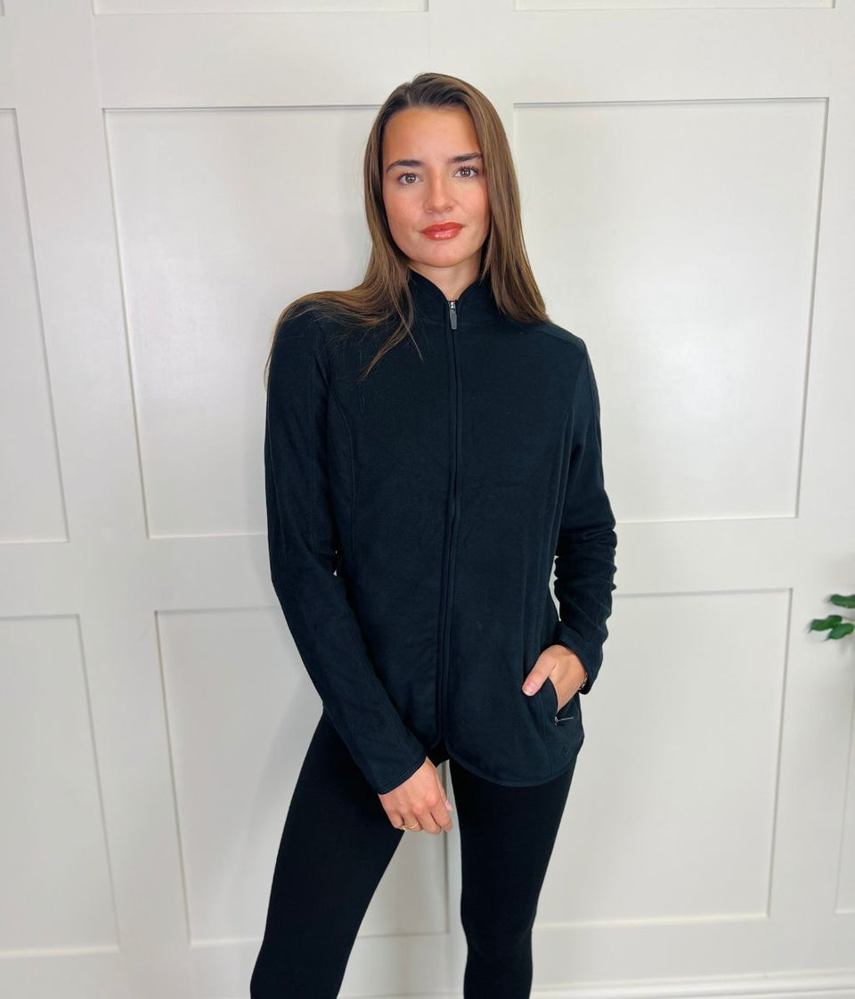 Black Funnel Neck Activewear Fleece