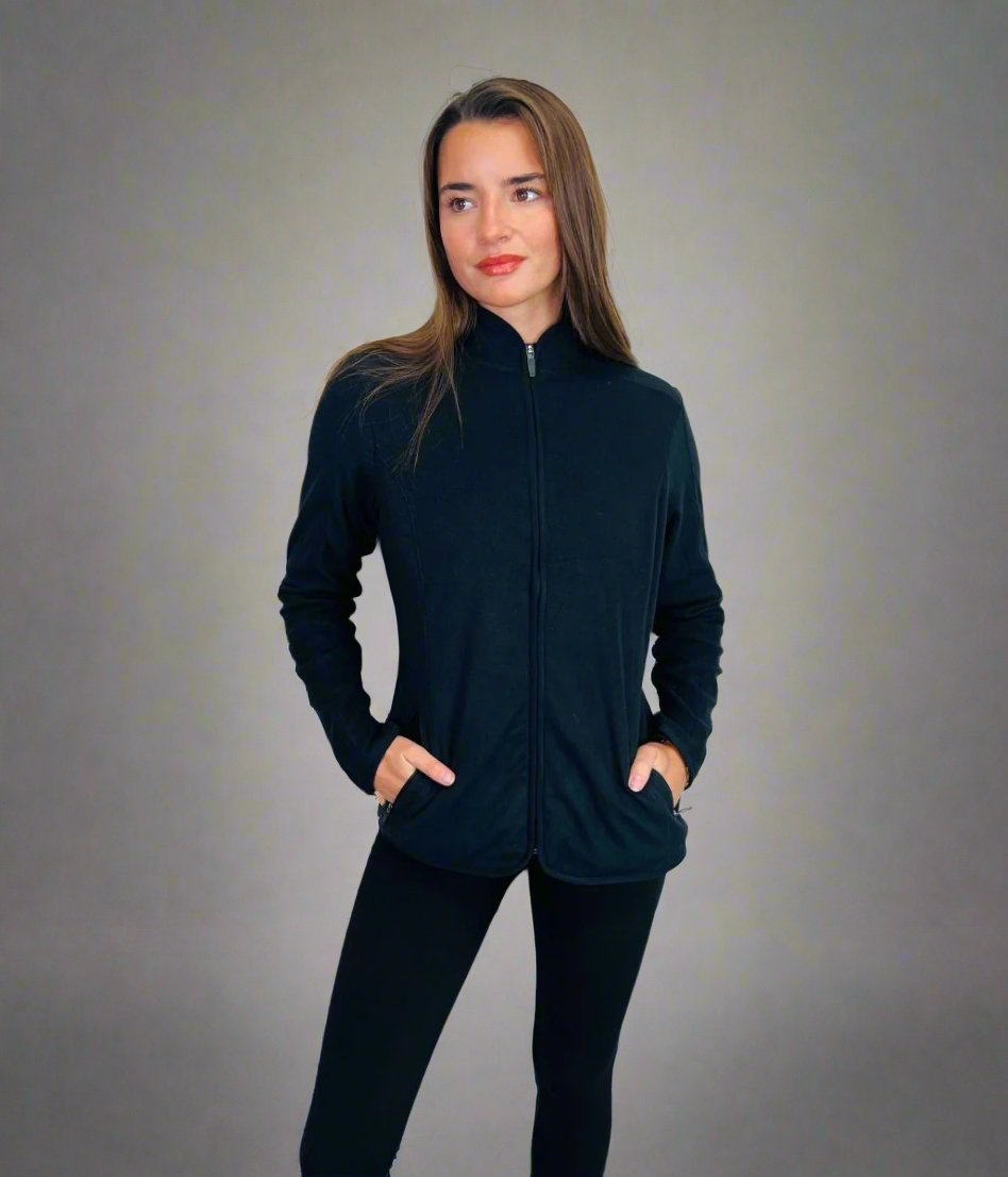 Black zipped fleece top