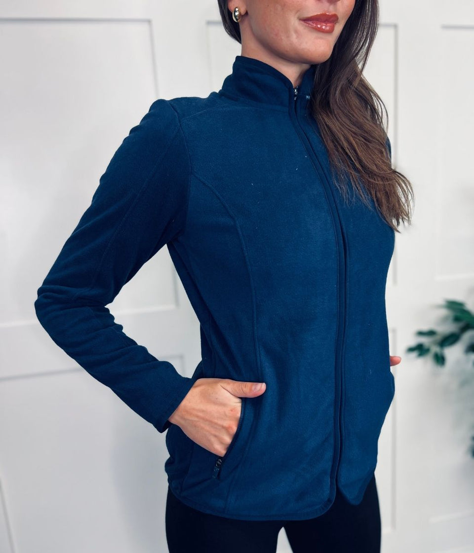 Navy Funnel Neck Activewear Fleece