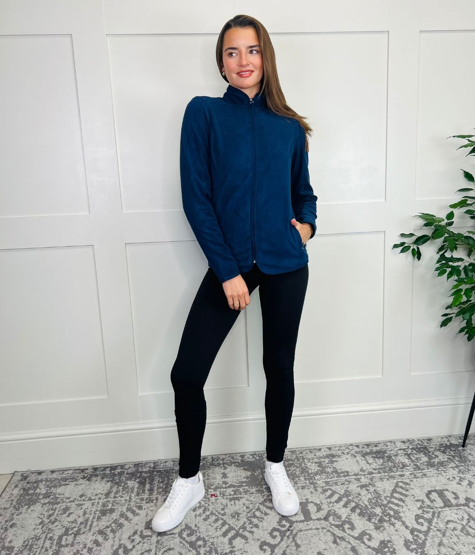 Navy Funnel Neck Activewear Fleece