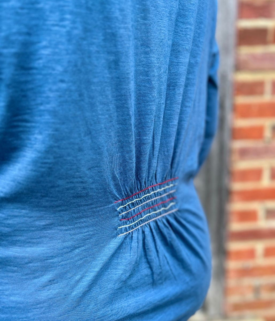 Teal Jersey Button Detail Tee