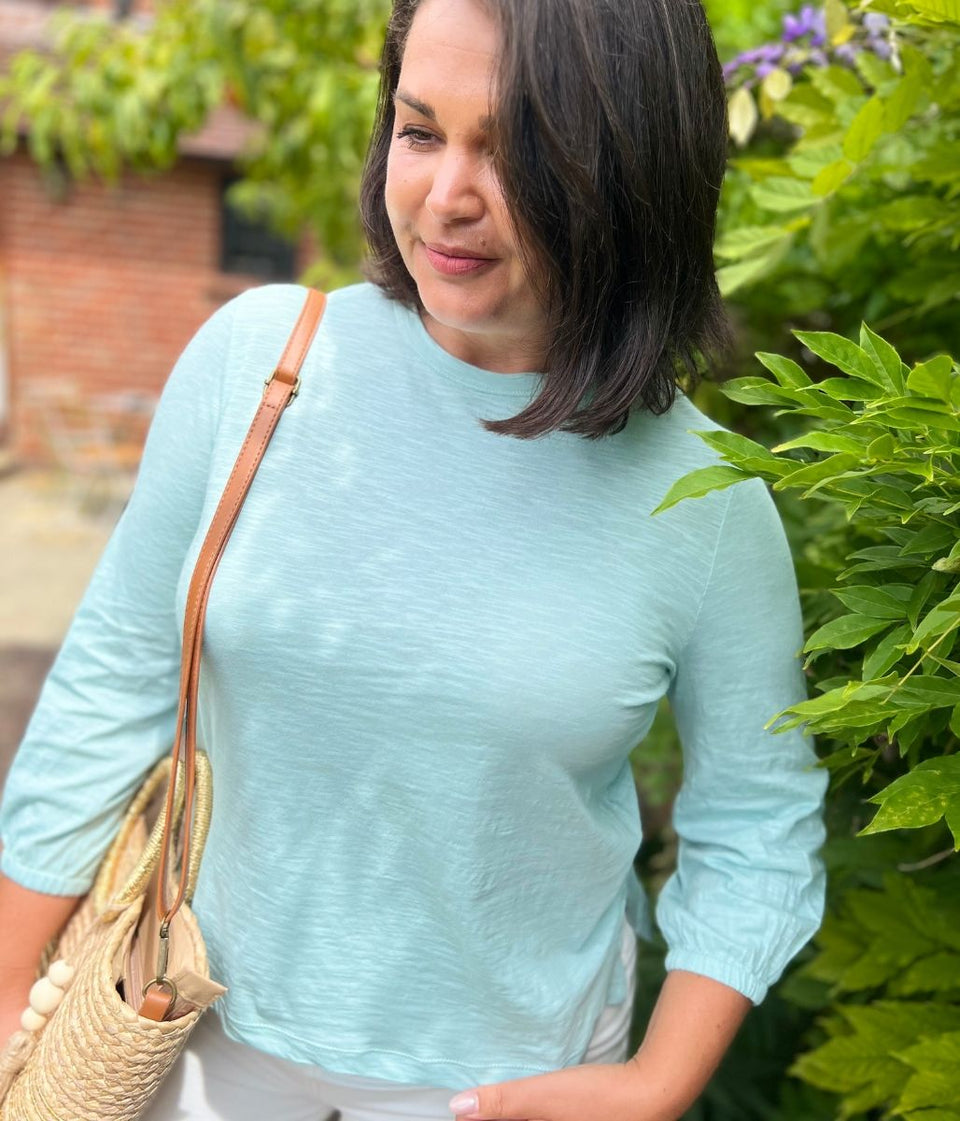 Mint Green Cotton Crew Neck Top