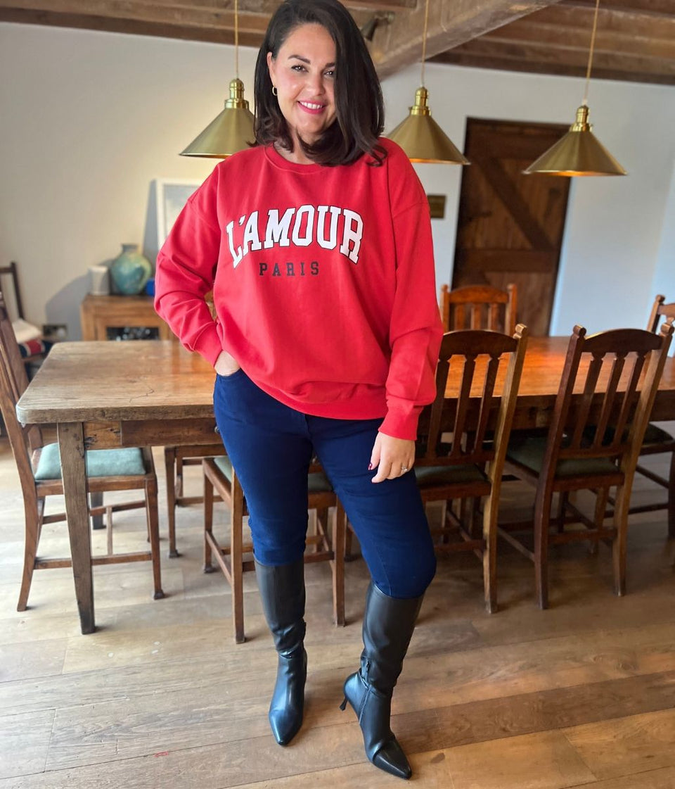 Red L'Amour Print Sweatshirt