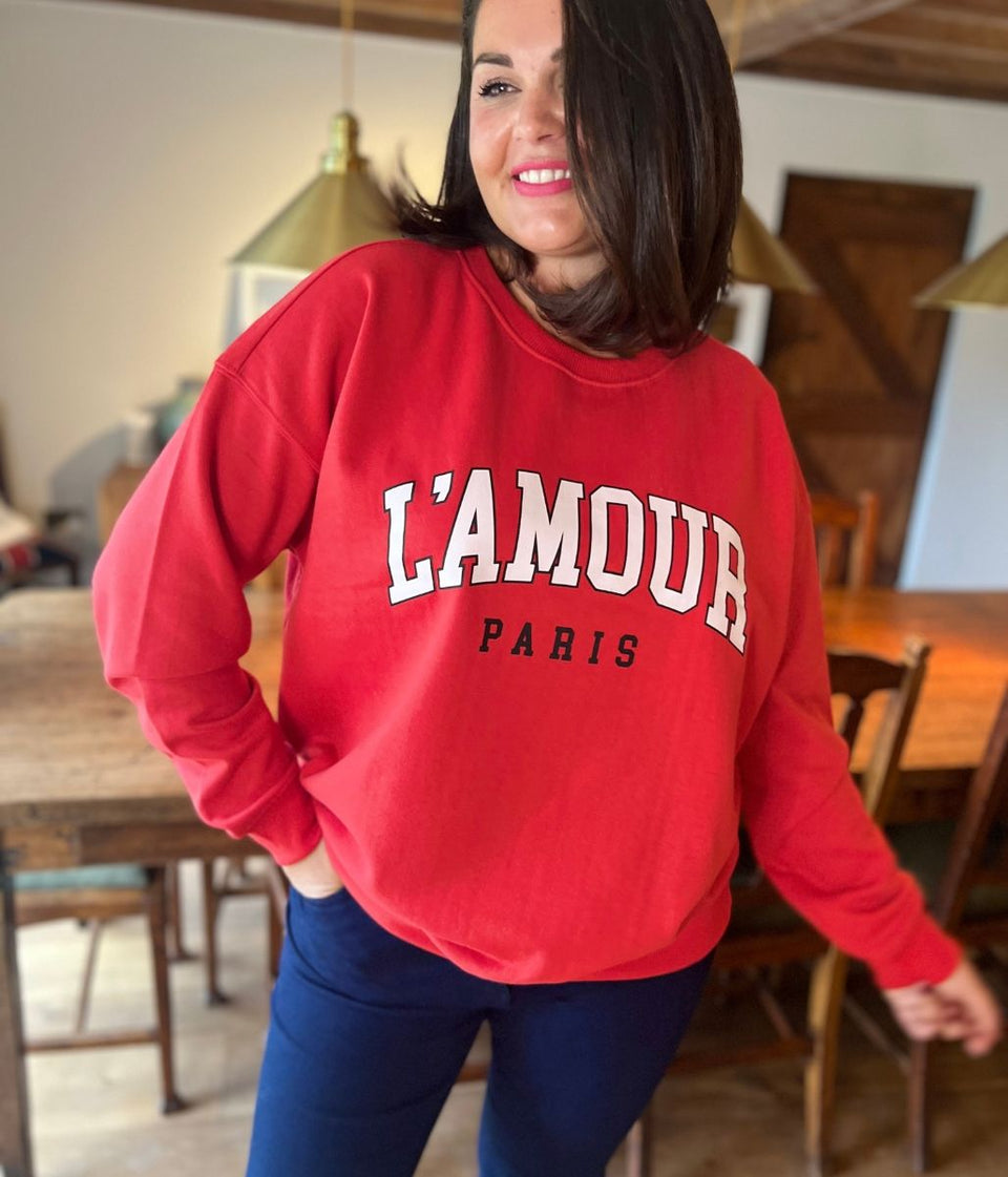 Red L'Amour Print Sweatshirt