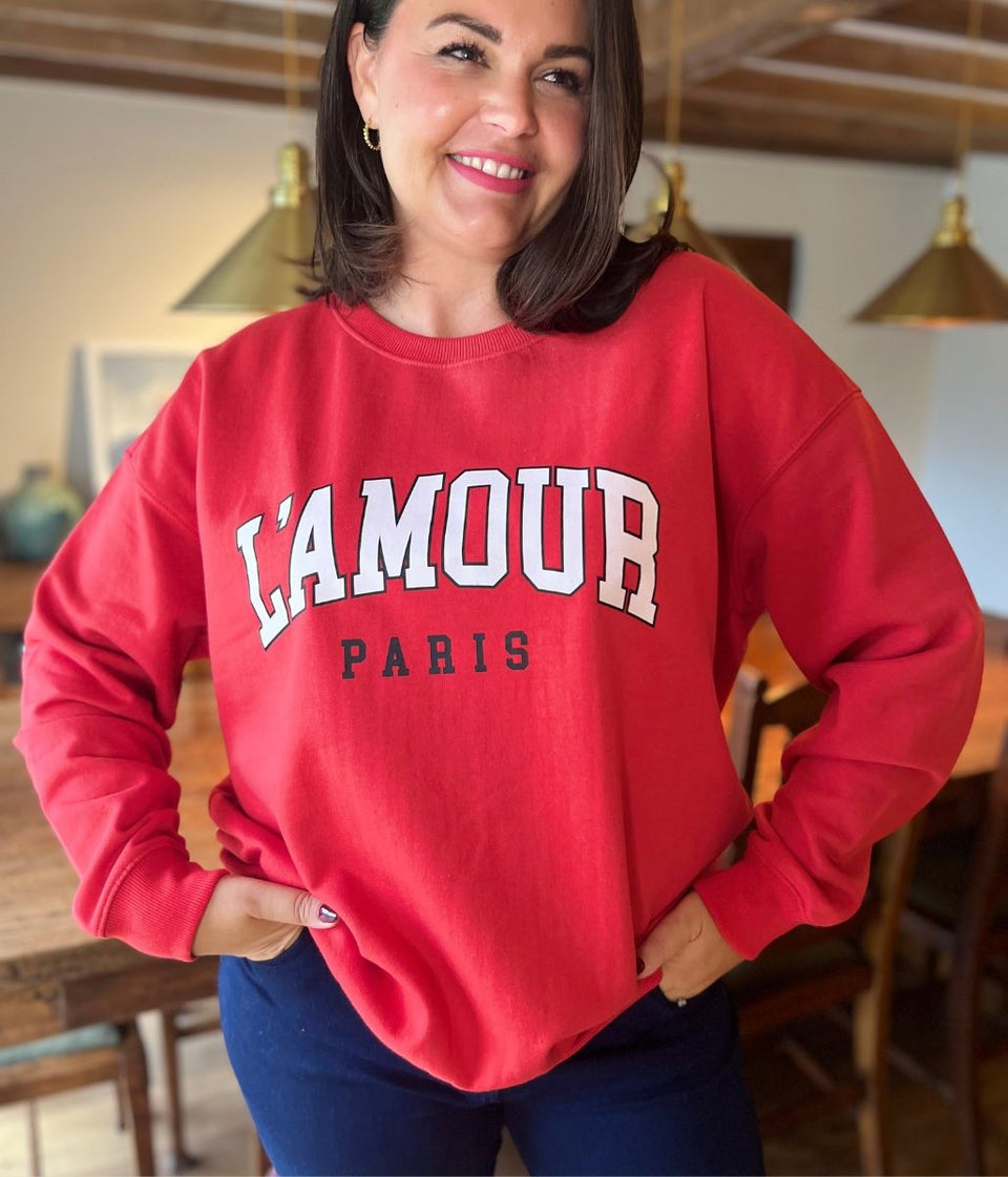 Red L'Amour Print Sweatshirt