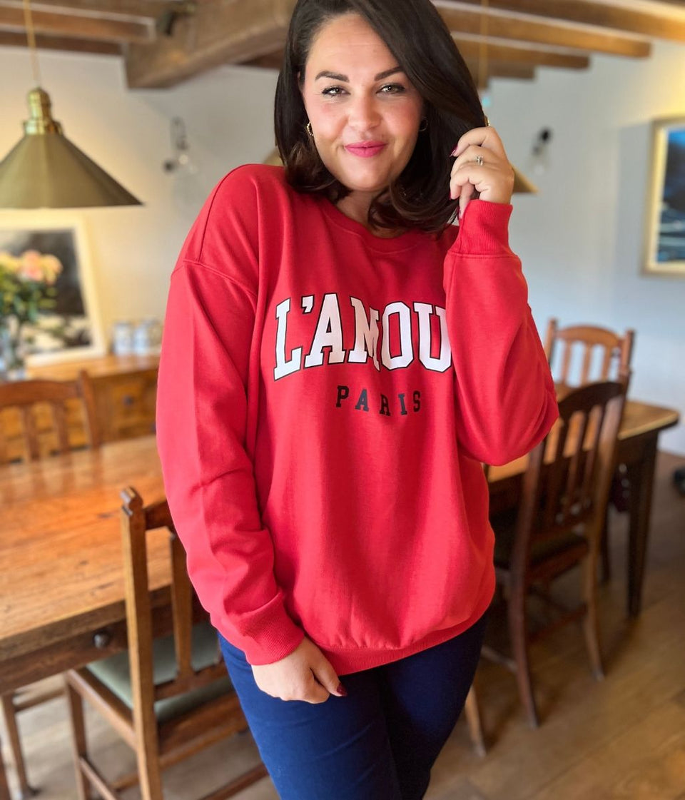 Red L'Amour Print Sweatshirt