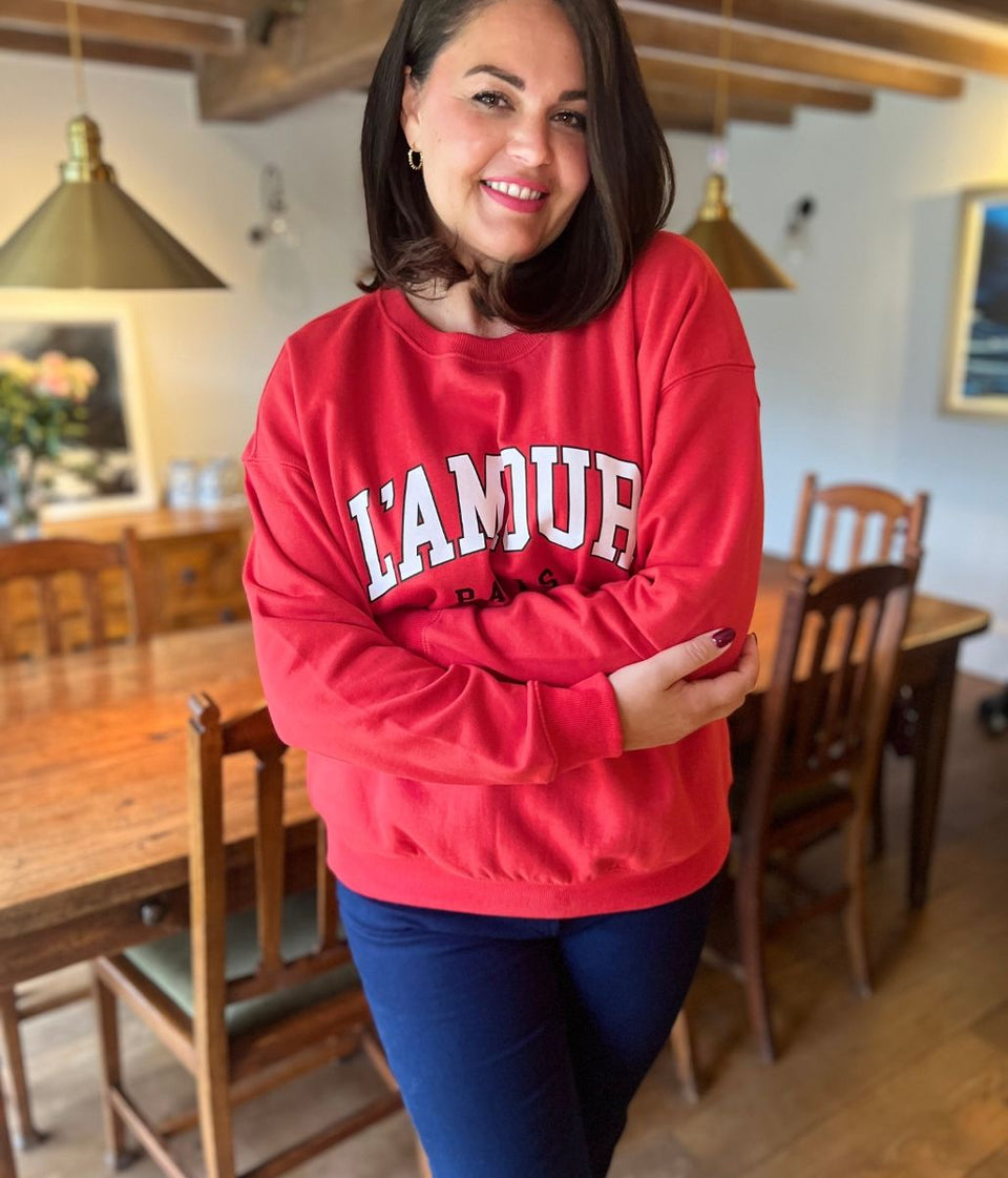 Red L'Amour Print Sweatshirt