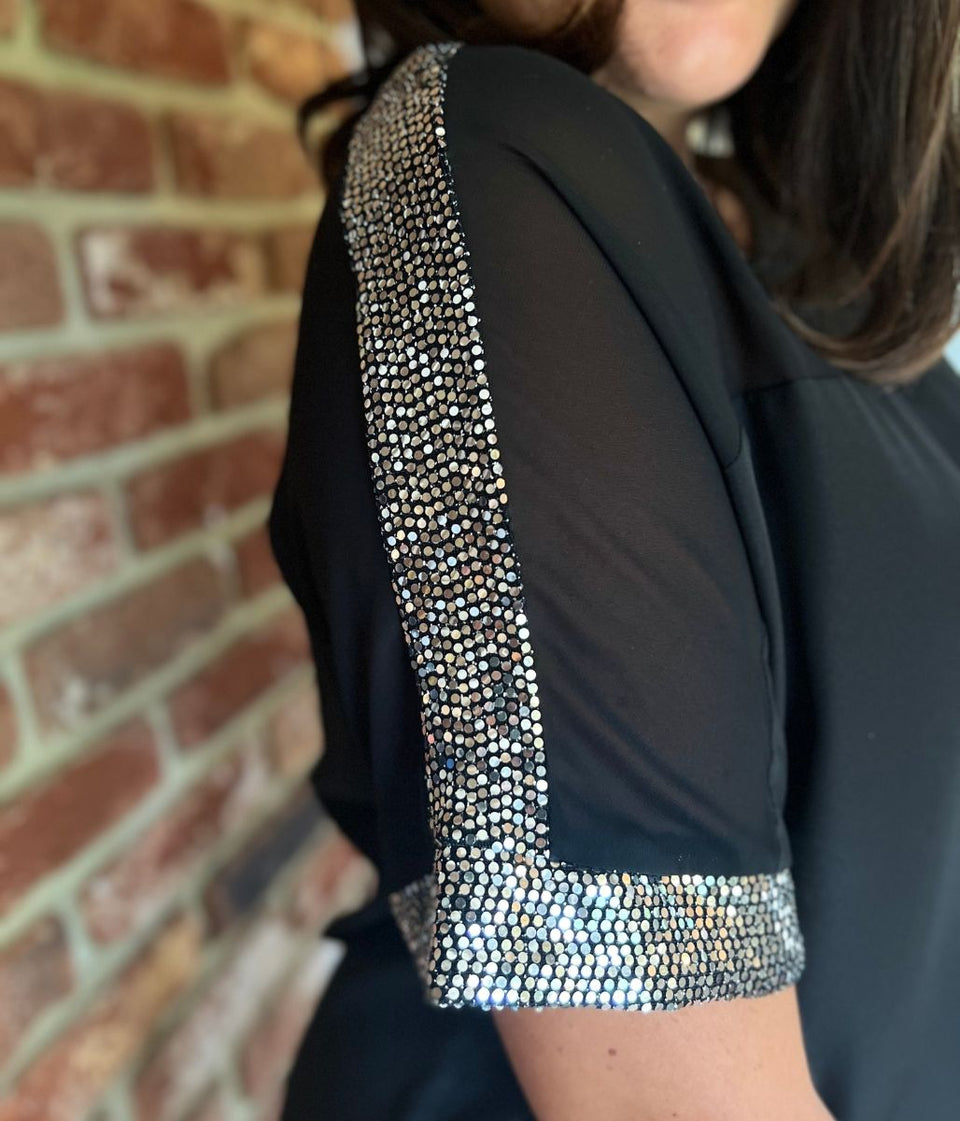 Silver Sequin Trim Top