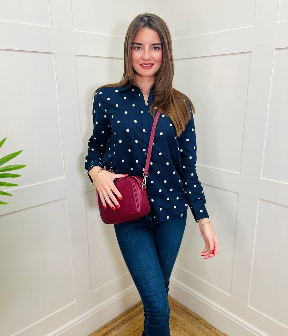 Navy Polka Dot Shirt