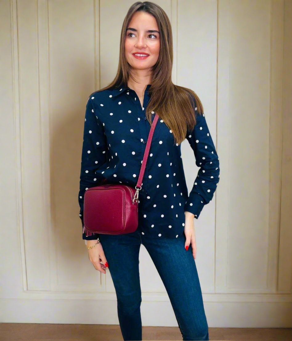 womens navy polka dot navy shirt crew clothing