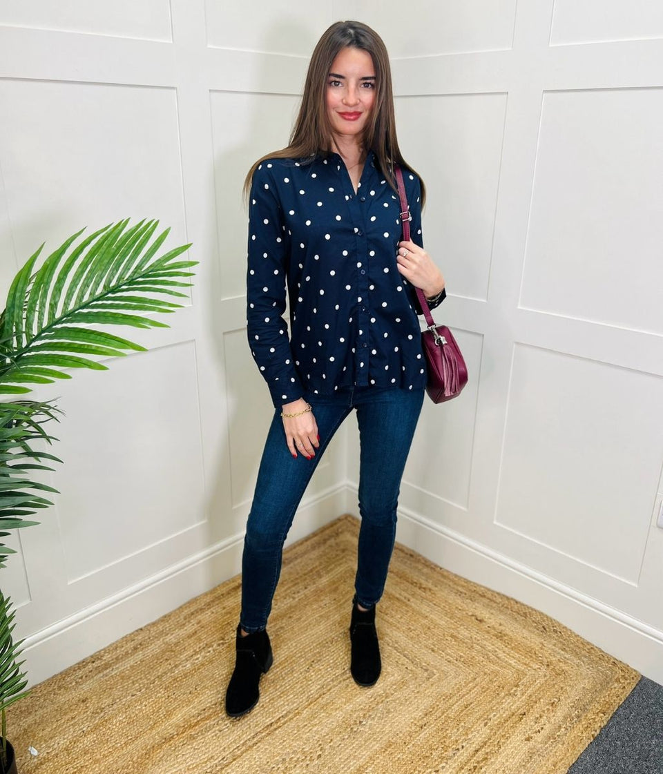 Navy Polka Dot Shirt