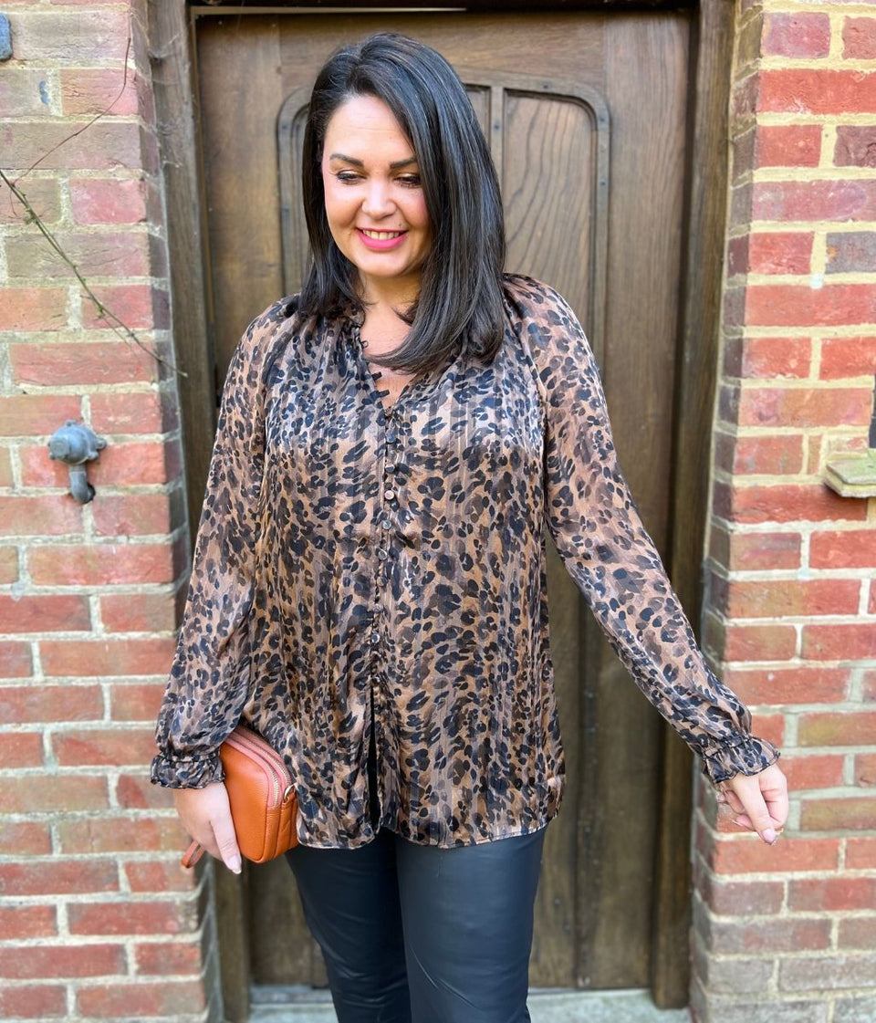 Leopard Print Metallic Top