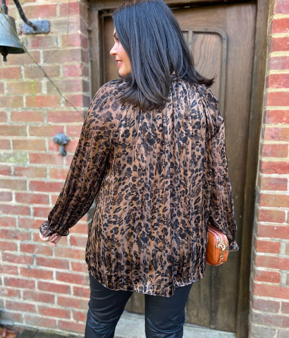 Leopard Print Metallic Top