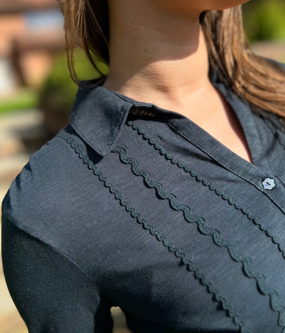 Navy Rick Rack Jersey Shirt