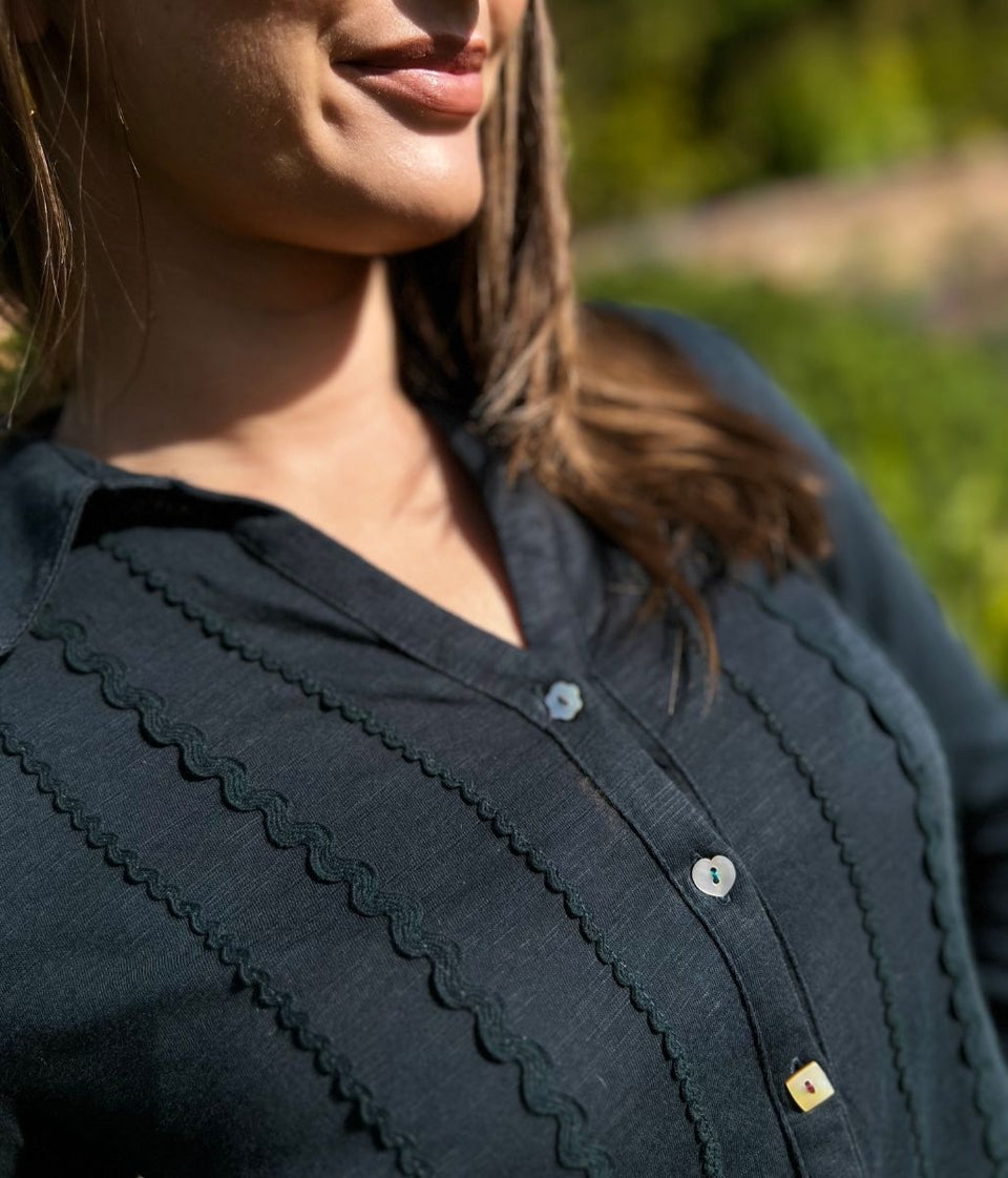 Navy Rick Rack Jersey Shirt