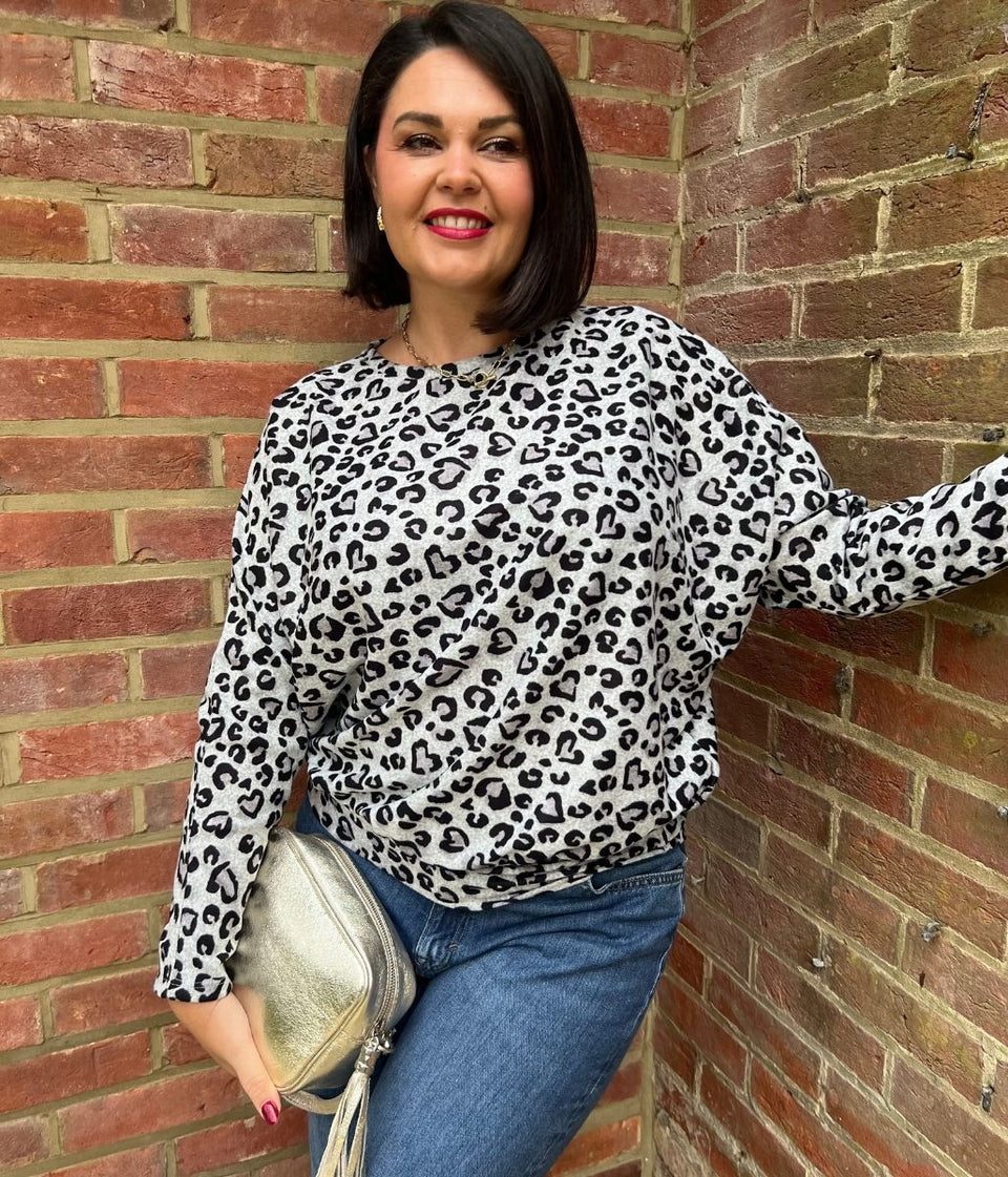 Leopard Print Batwing Top