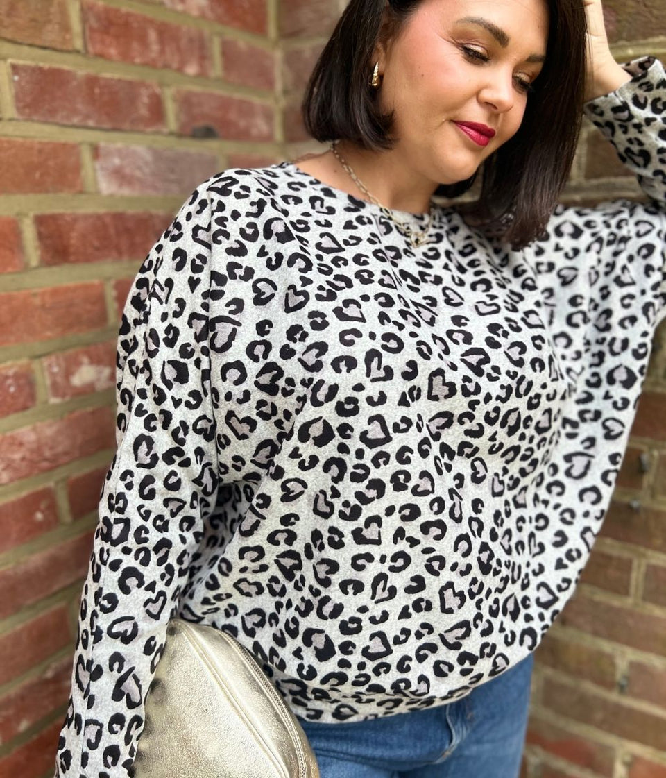 Leopard Print Batwing Top