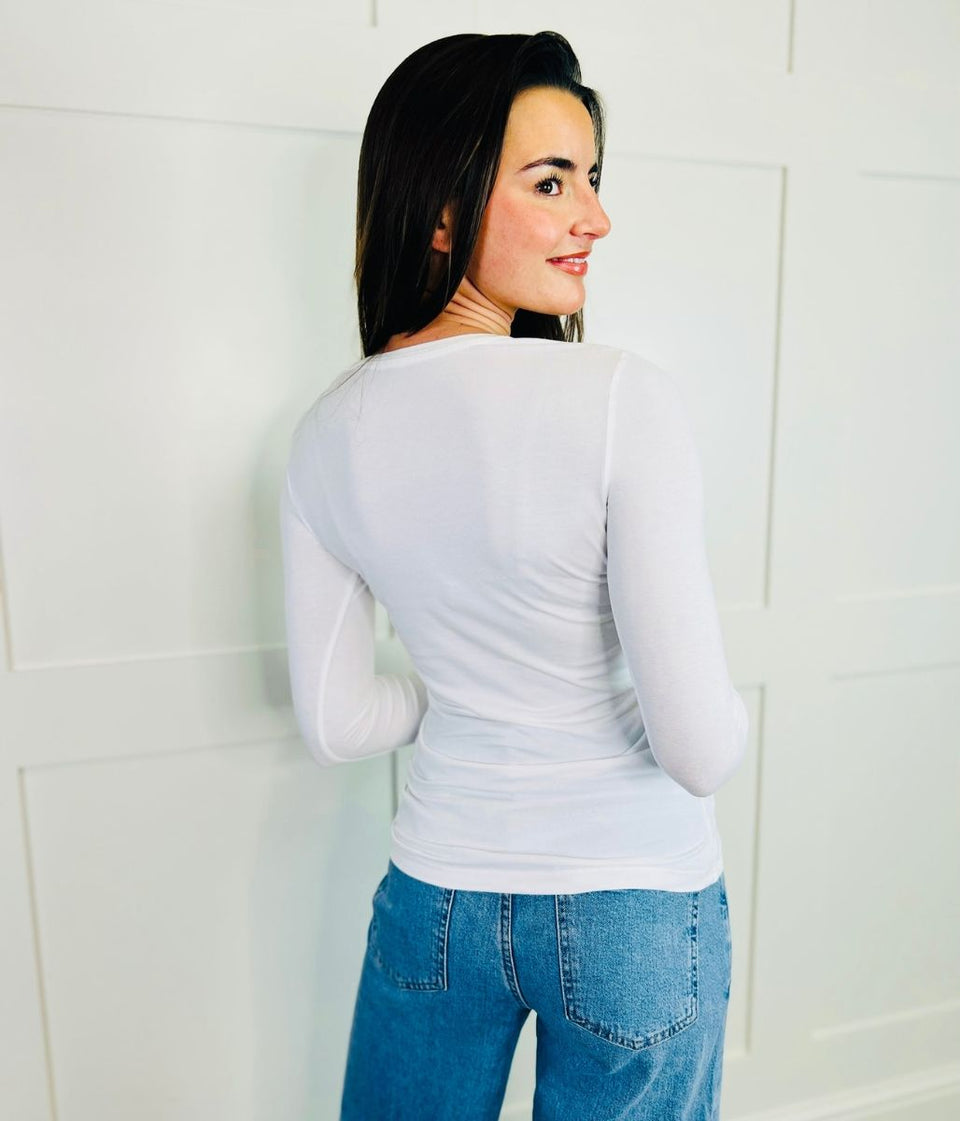 White Slim Fit Long Sleeve Top