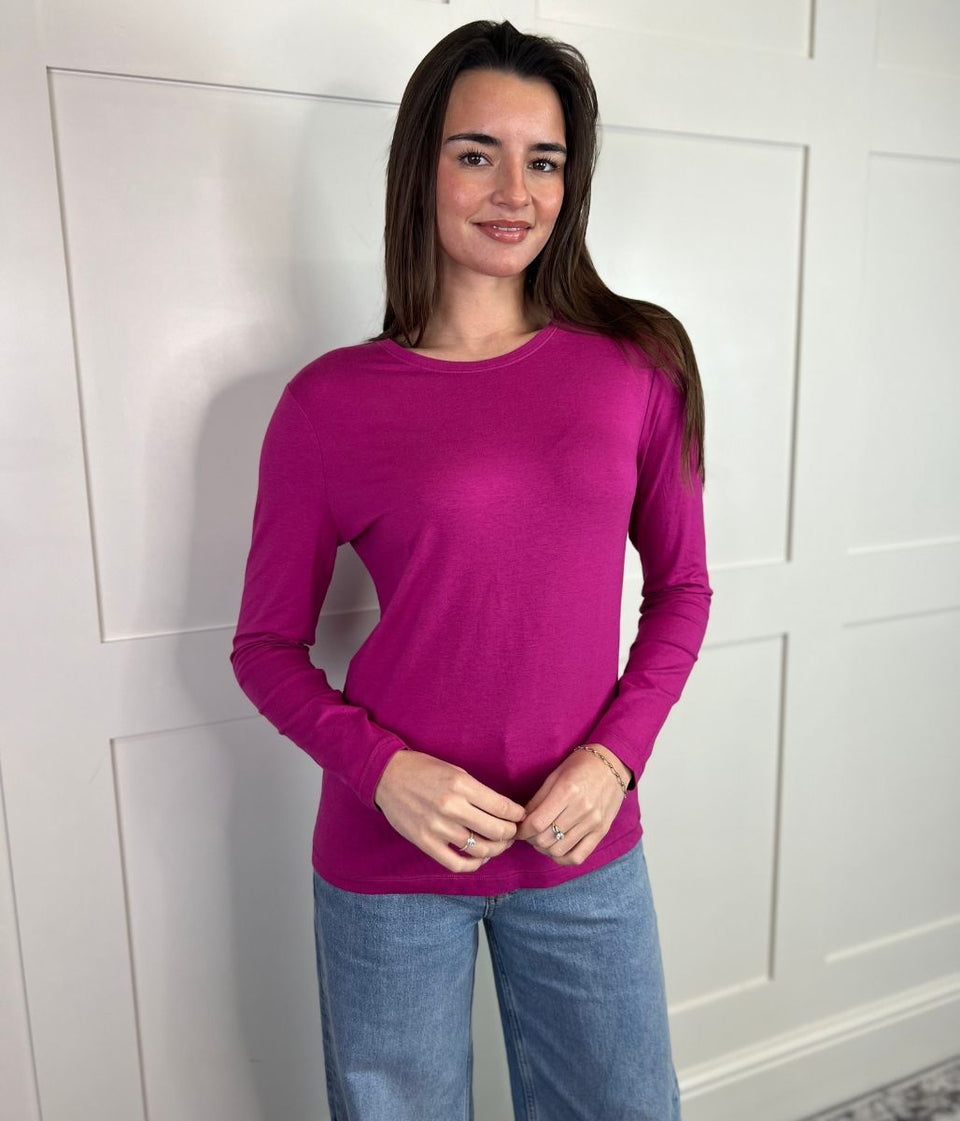 Pink Slim Fit Long Sleeve Top