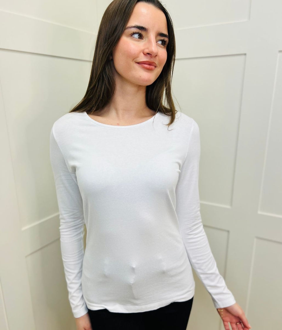 White Slim Fit Long Sleeve Tee