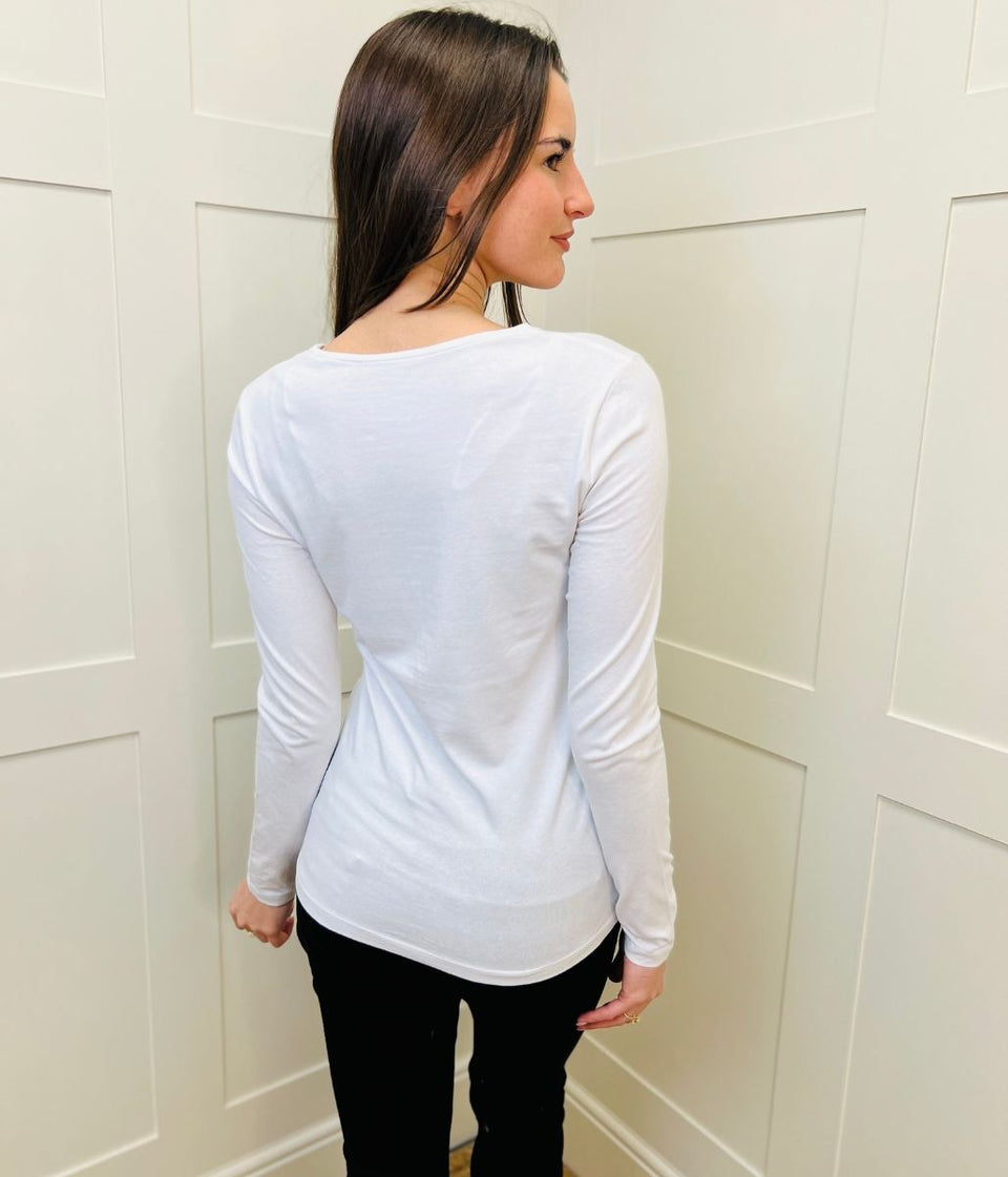 White Slim Fit Long Sleeve Tee