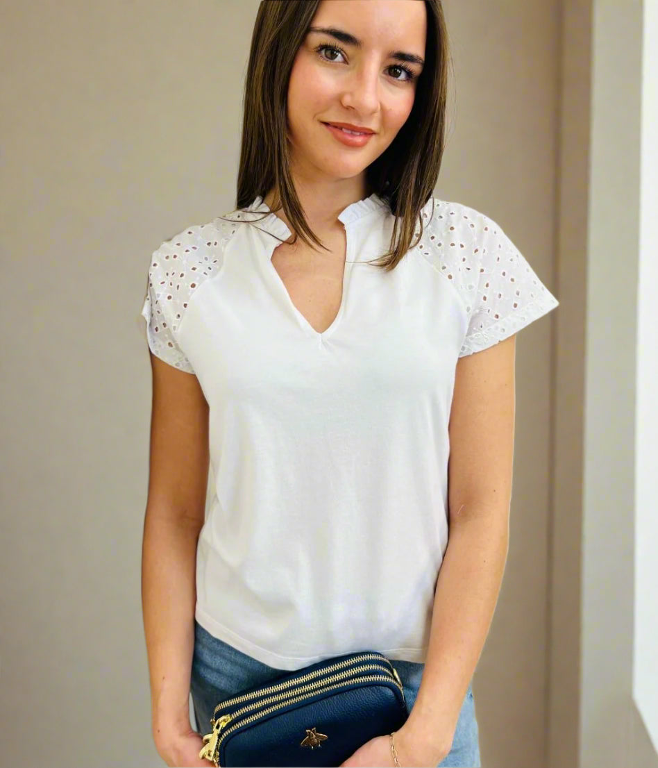 White Beki Broderie Top