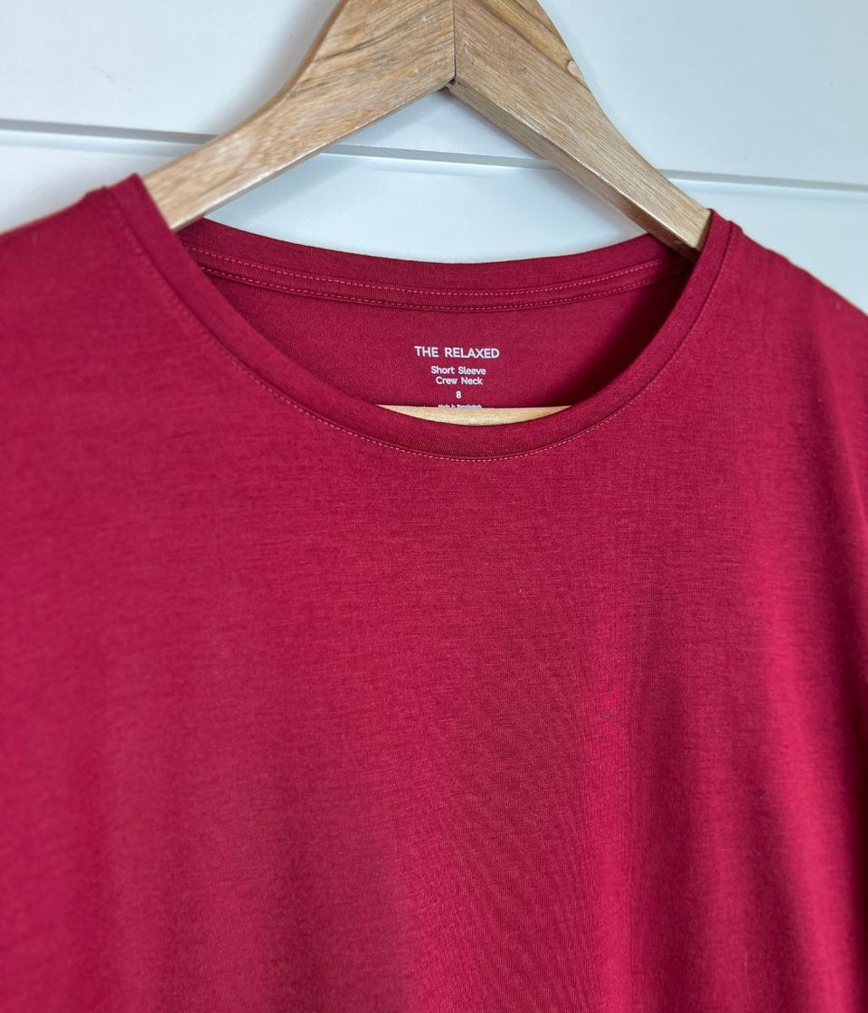 Dark Red Relaxed Short Sleeve Tee