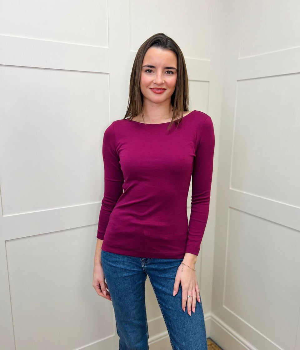 Burgundy Plain Long Sleeve Top