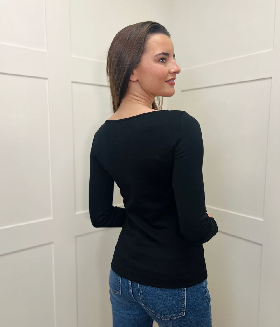 Black Plain Long Sleeve Top