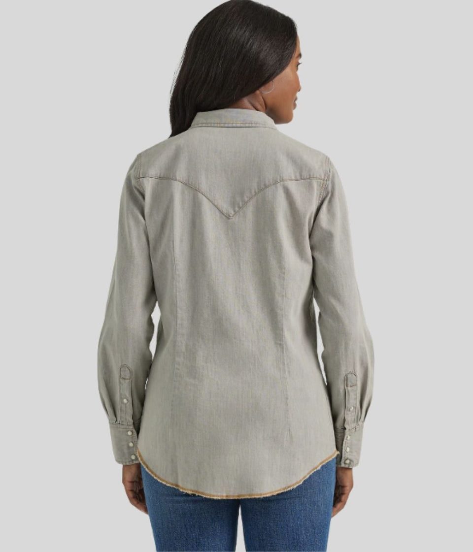 Grey Double Stitch Denim Shirt