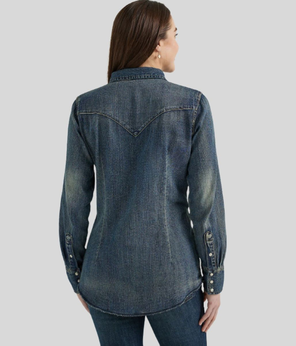 Dark Denim Double Stitch Denim Shirt