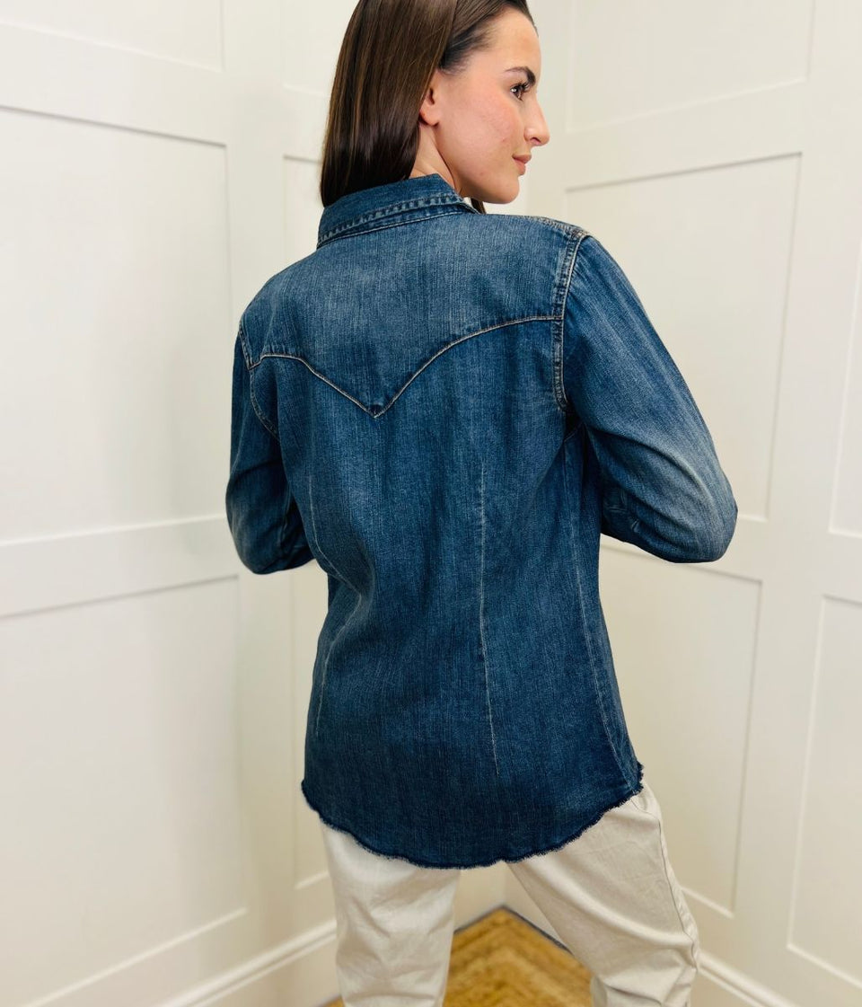 Dark Denim Double Stitch Denim Shirt