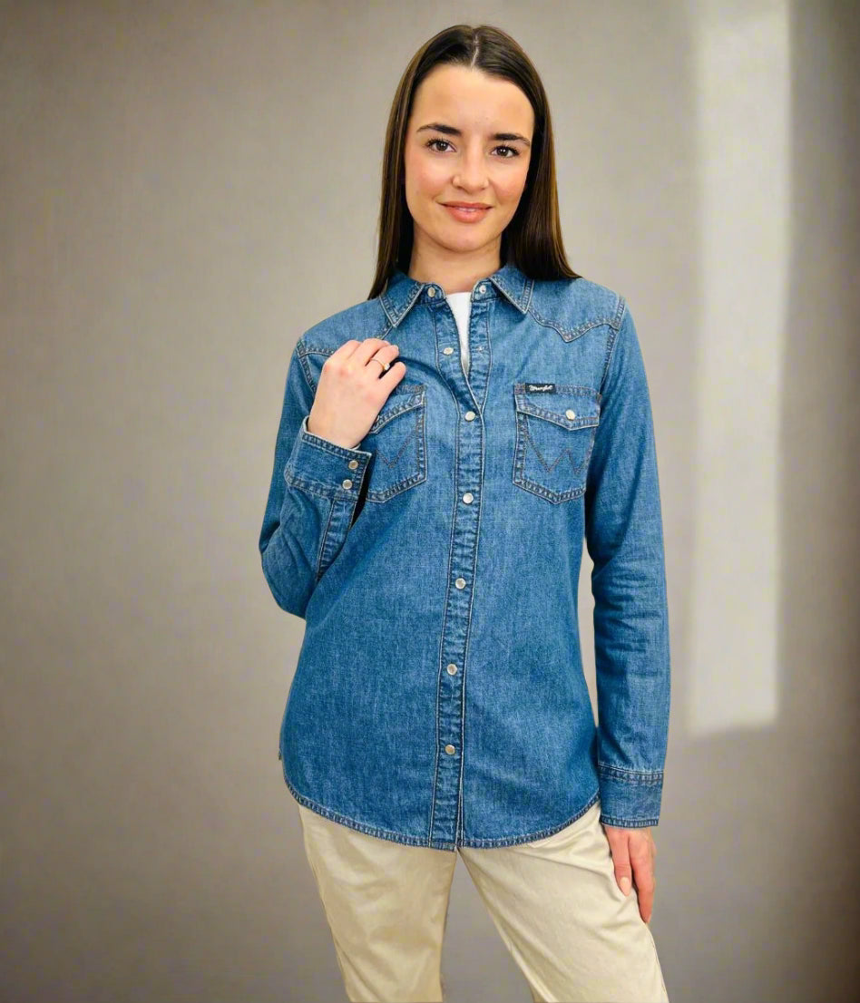 Mid Blue Single Stitch Denim Shirt