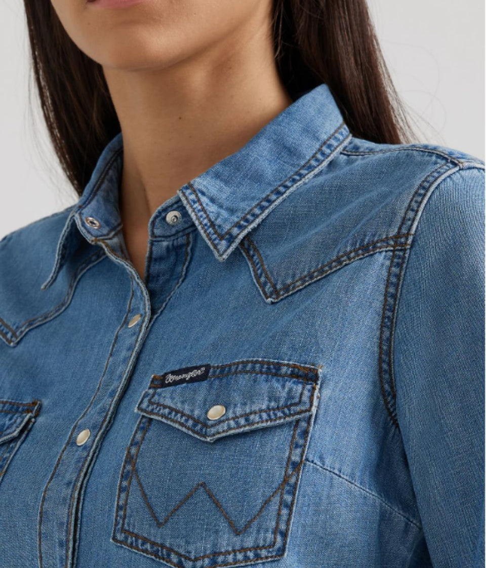 Mid Blue Single Stitch Denim Shirt