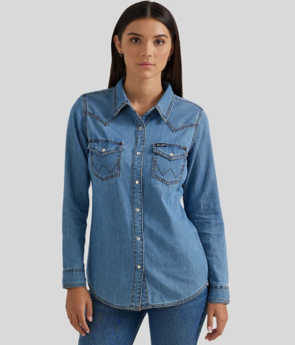 Mid Blue Single Stitch Denim Shirt