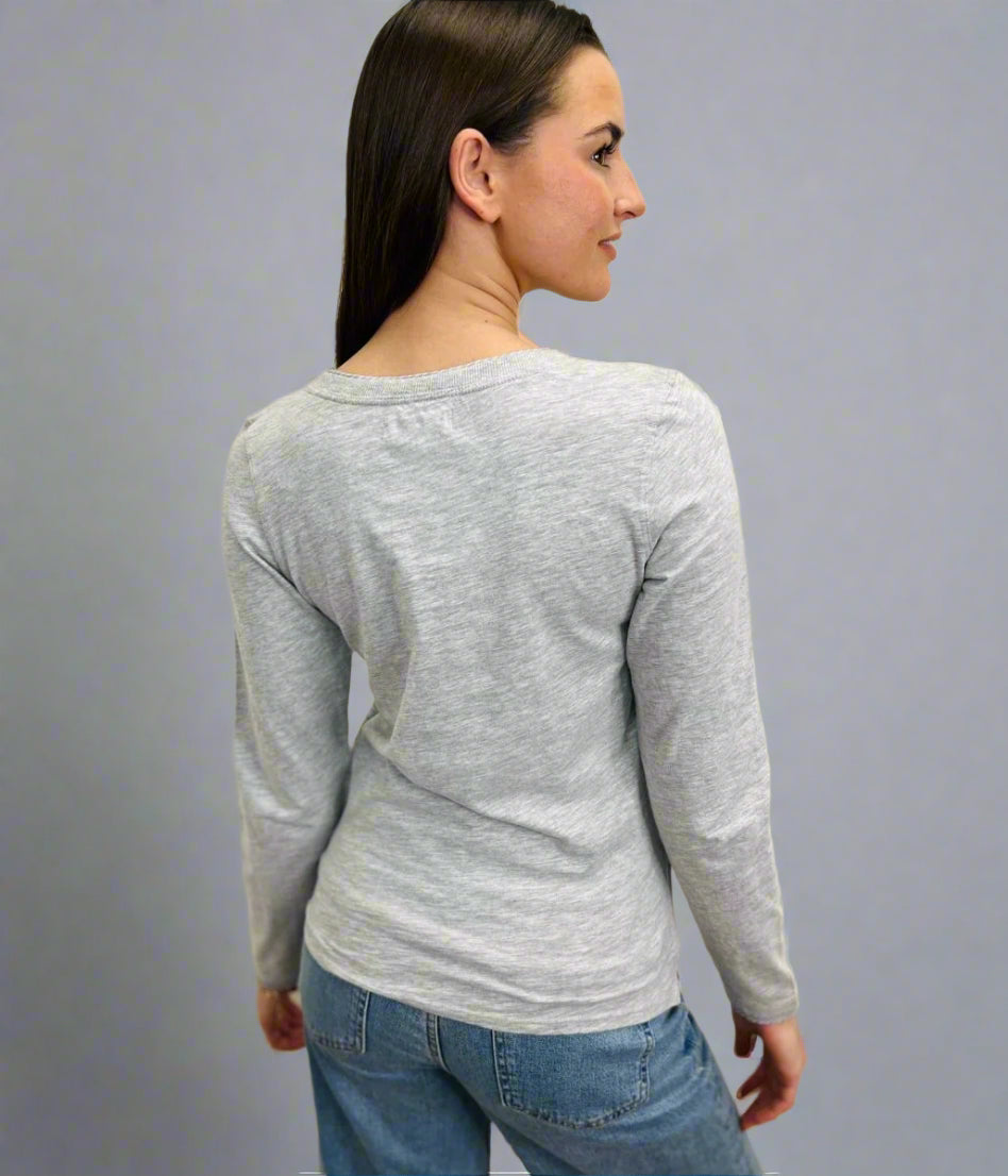 Grey Marl Long Sleeve Top