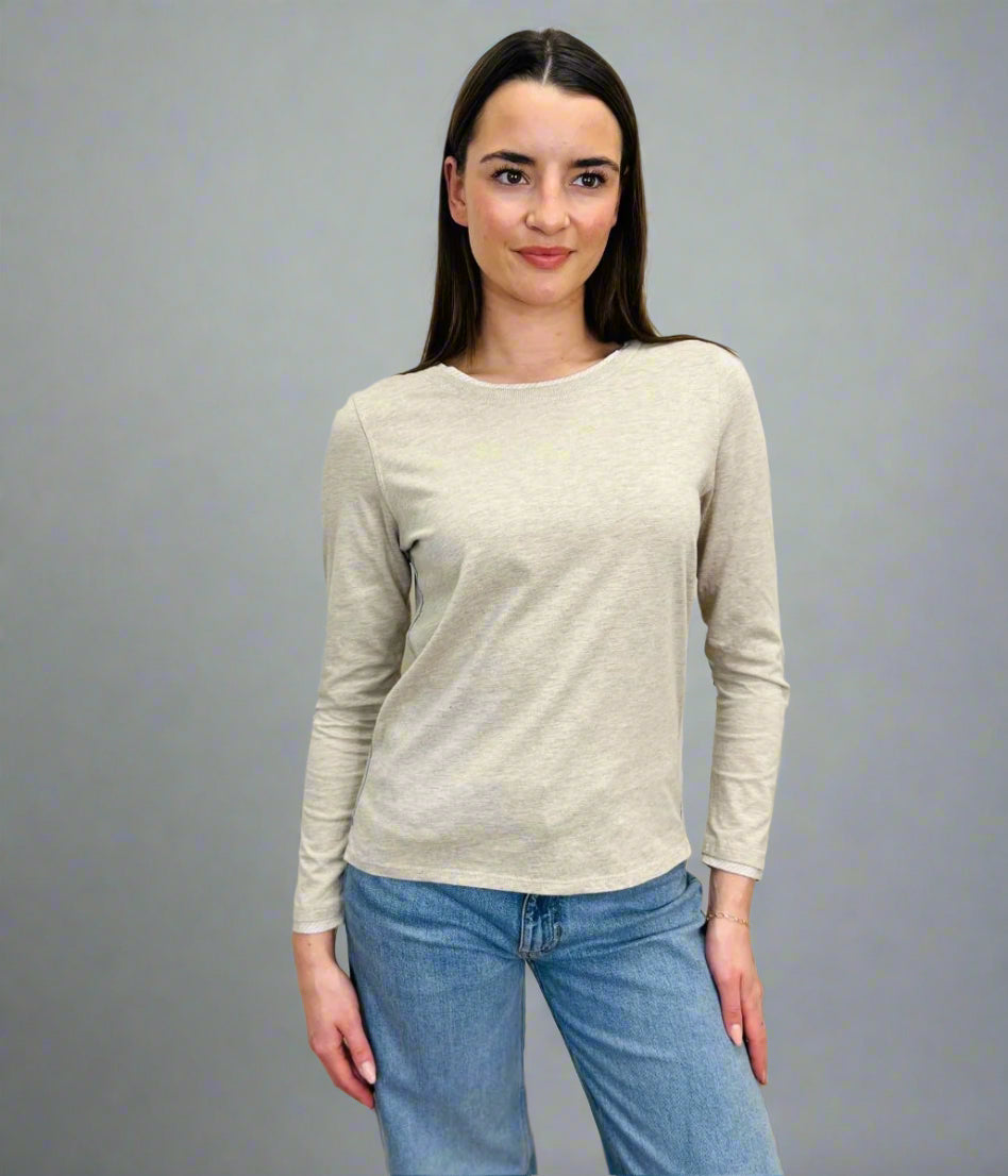 Oatmeal Marl Long Sleeve Top