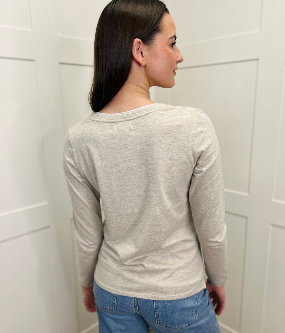 Oatmeal Marl Long Sleeve Top