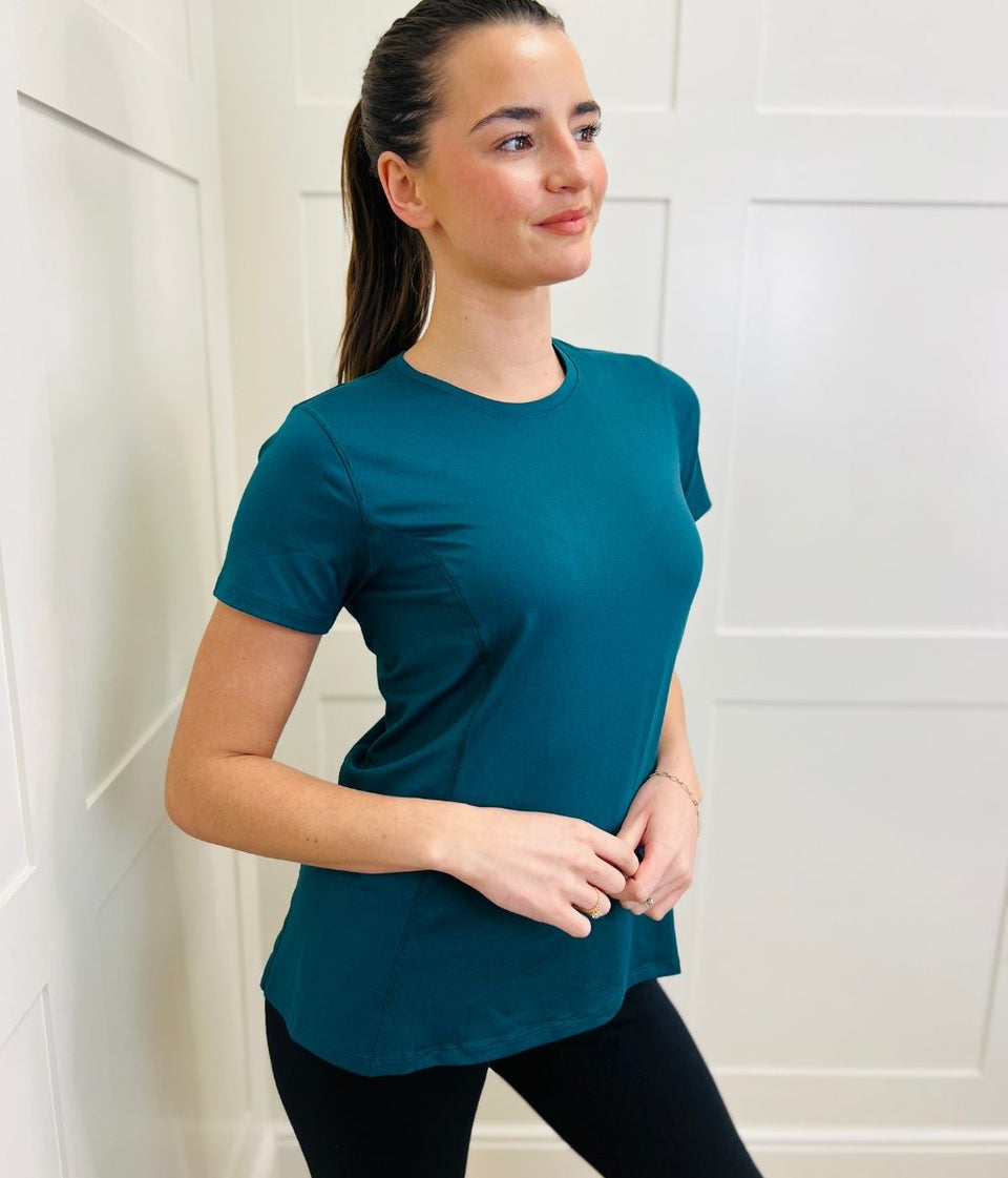 Teal Short Sleeve Good Move Active Top