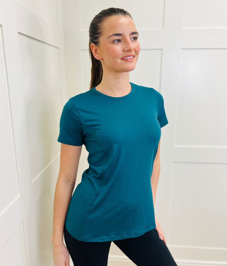 Teal Short Sleeve Good Move Active Top