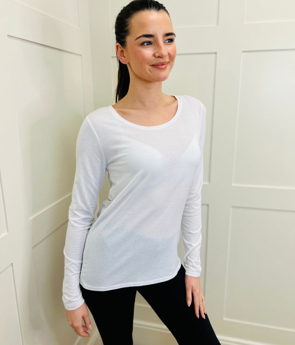 White Long Sleeve Good Move Active Top